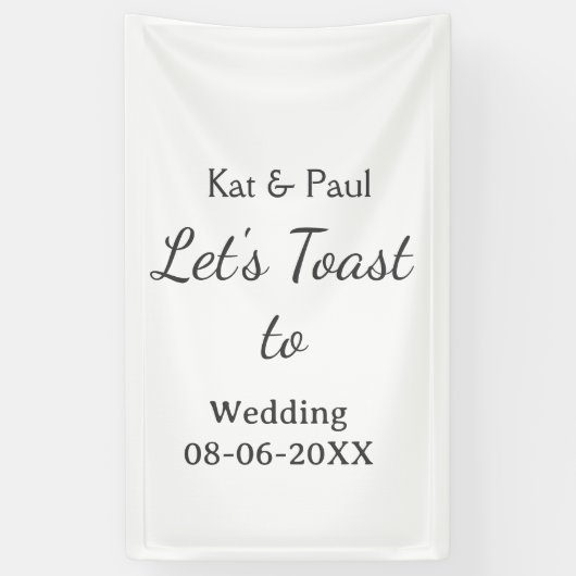 Let's toast to wedding add name date simple couple 横断幕 (縦)