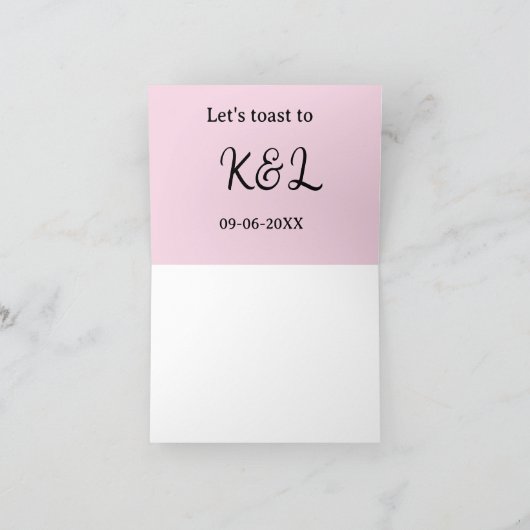 Let's toast to wedding engagement name letter pink サンキューカード (内部)