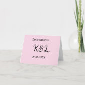 Let's toast to wedding engagement name letter pink サンキューカード (正面)