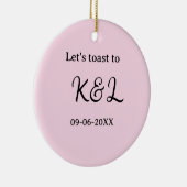 Let's toast to wedding engagement name letter pink セラミックオーナメント (右)