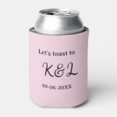 Let's toast to wedding engagement name letter pink 缶クーラー (缶正面)