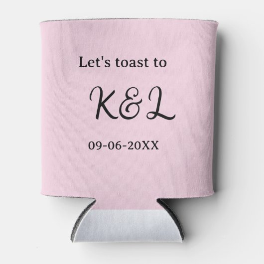 Let's toast to wedding engagement name letter pink 缶クーラー (正面)