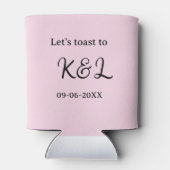 Let's toast to wedding engagement name letter pink 缶クーラー (裏面)