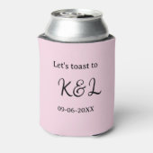 Let's toast to wedding engagement name letter pink 缶クーラー (缶裏面)