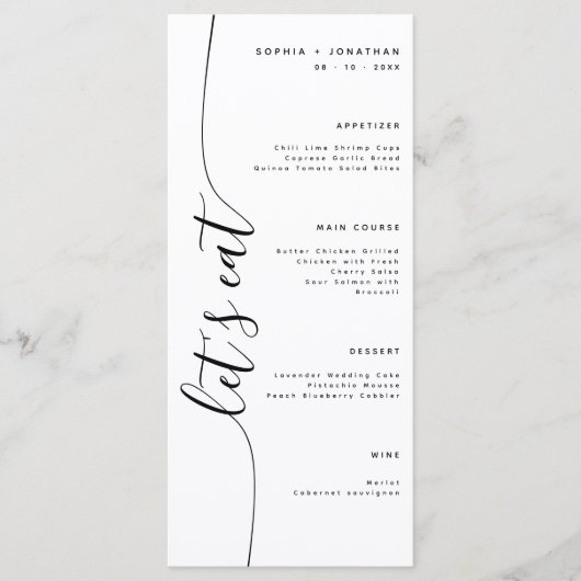 Let's Vertical Scriptエレガ食べントウェディングメニュー メニュー (正面)