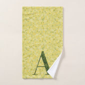 Letter濃い緑と黄色の自由 バスタオルセット (ハンドタオル)
