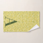 Letter濃い緑と黄色の自由 バスタオルセット (ハンドタオル)