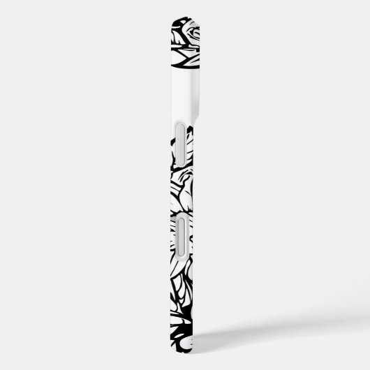 Letter パーソナライズされた B白黒タトゥーフラワー Case-Mate iPhoneケース (裏面 / 右)