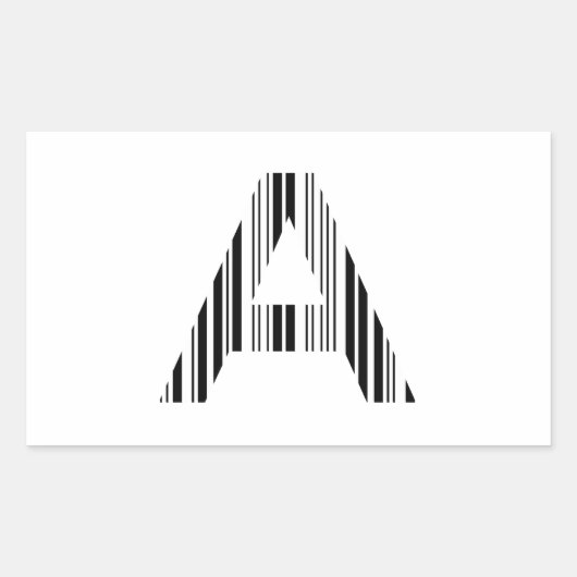 LETTER Aバーコード最初のイニシャルバーコードパターン 長方形シール (正面)