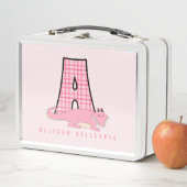 Letter Aピンクアリゲーター新学期 メタルランチボックス (インサイチュ)