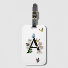 Letter Aフローラ蝶モノグラムイニシャル ラゲッジタグ