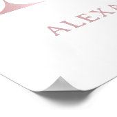 Letter Aモノグラムウォーターカラーバラ花模様子供部屋 ポスター (角)