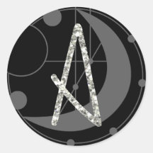 Letter Aルーン文字モノグラム幾何学的ムーンブラック