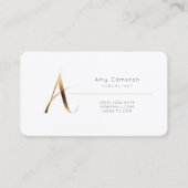 Letter A書道金ゴールド/黒グラディエント・モノグラム 名刺 (正面)