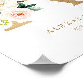 Letter A赤面フローラモノグラムゴールドフォイル子供部屋 ポスター (角)