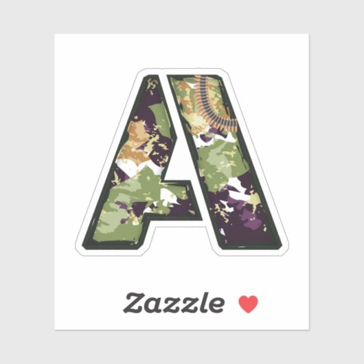 Letter A (軍隊迷彩テクスチャ) シール (シート)