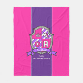 Letter A Adelleの名前はピンクの紫のユニコーンを意味する フリースブランケット