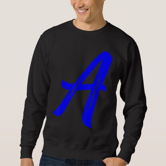 Letter A Alphabet Large Blue Graphic Initial スウェットシャツ (正面)