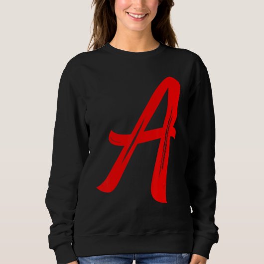 Letter A Alphabet Large Red Graphic Initial スウェットシャツ (正面)