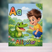 Letter A Alphabet Poster A is for Alligator Cute アクリルサイン (ニュートラル)