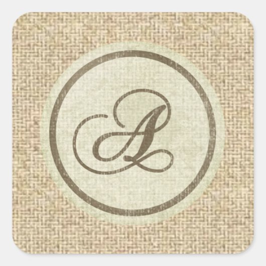 Letter A burlap rusticデザインシール スクエアシール (正面)
