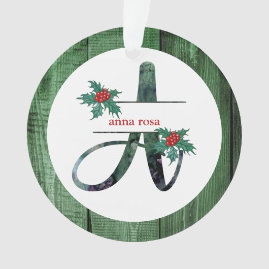 *~* Letter A Christmas PHOTO 素朴 Wood AP44 オーナメント (正面)