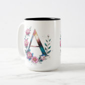 Letter A Coffee Mug -フローラデザイン ツートーンマグカップ (正面左)