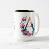 Letter A Coffee Mug -フローラデザイン ツートーンマグカップ (正面右)