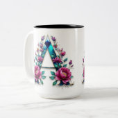 Letter A Coffee Mug -フローラデザイン ツートーンマグカップ (正面左)