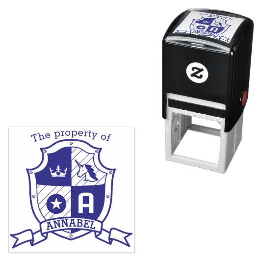 Letter A crest名前をカスタムするunicorn kids library セルフインキングスタンプ (インサイチュ)