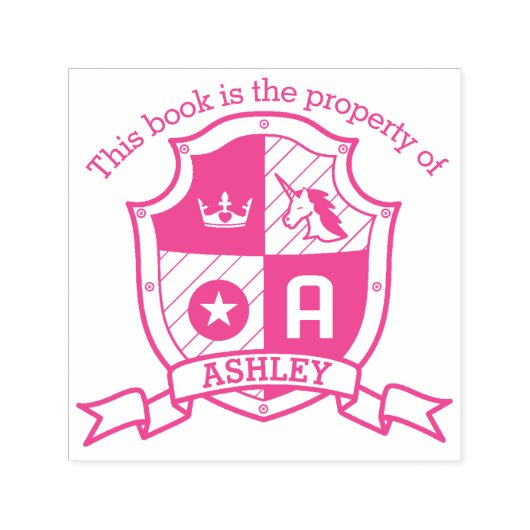 Letter A crest名前をカスタムするunicorn kids library セルフインキングスタンプ (デザイン)