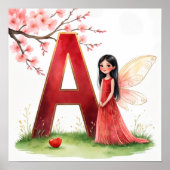 Letter A Fairy Nursery Poster - Cherry Blossoms ポスター (正面)