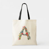 Letter A floral garden monogram トートバッグ (裏面)