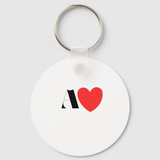 Letter A Heart - Valentine Initial Love Design キーホルダー (正面)