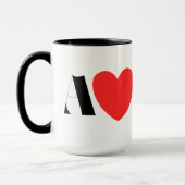 Letter A Heart - Valentine Initial Love Design マグカップ (左)