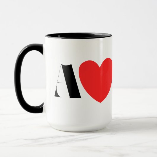 Letter A Heart - Valentine Initial Love Design マグカップ (左)