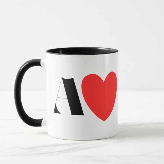 Letter A Heart - Valentine Initial Love Design マグカップ (左)
