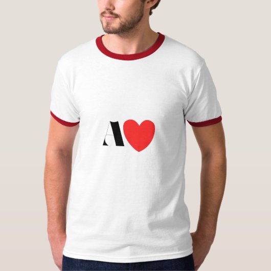 Letter A Heart - Valentine Initial Love Design Tシャツ (正面)