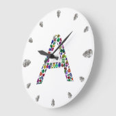 LETTER-A, made with Gemstones ラージ壁時計 (傾斜)