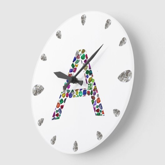 LETTER-A, made with Gemstones ラージ壁時計 (傾斜)