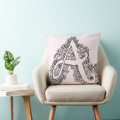 Letter A mono doodle tanged パターン（の模様が）あるpille クッション (椅子)