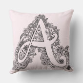 Letter A mono doodle tanged パターン（の模様が）あるpille クッション (裏面)