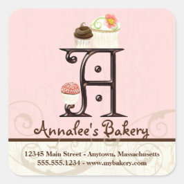 Letter A Monogram Cupcake Logo Business Stickers スクエアシール