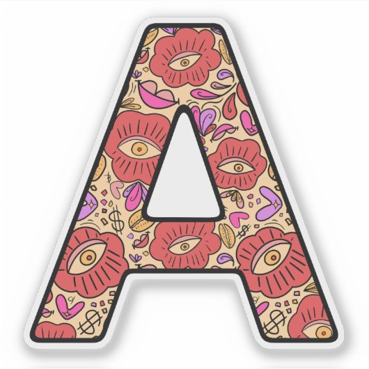 Letter A Pattern Custom-Cut Vinyl Sticker シール (正面)