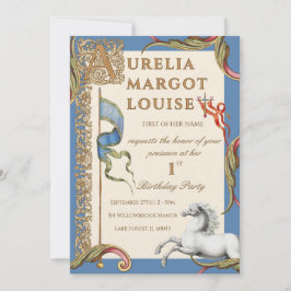 Letter A Royal Medieval 1st Birthday Invitation 招待状