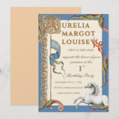 Letter A Royal Medieval 1st Birthday Invitation 招待状 (正面/裏面)