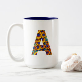 Letter A with sunflowers mug ツートーンマグカップ