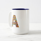 Letter A with sunflowers mug ツートーンマグカップ (正面左)