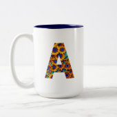 Letter A with sunflowers mug ツートーンマグカップ (左)