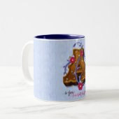 Letter A Wooden Alphabet – Floral 3D Initial ツートーンマグカップ (正面左)